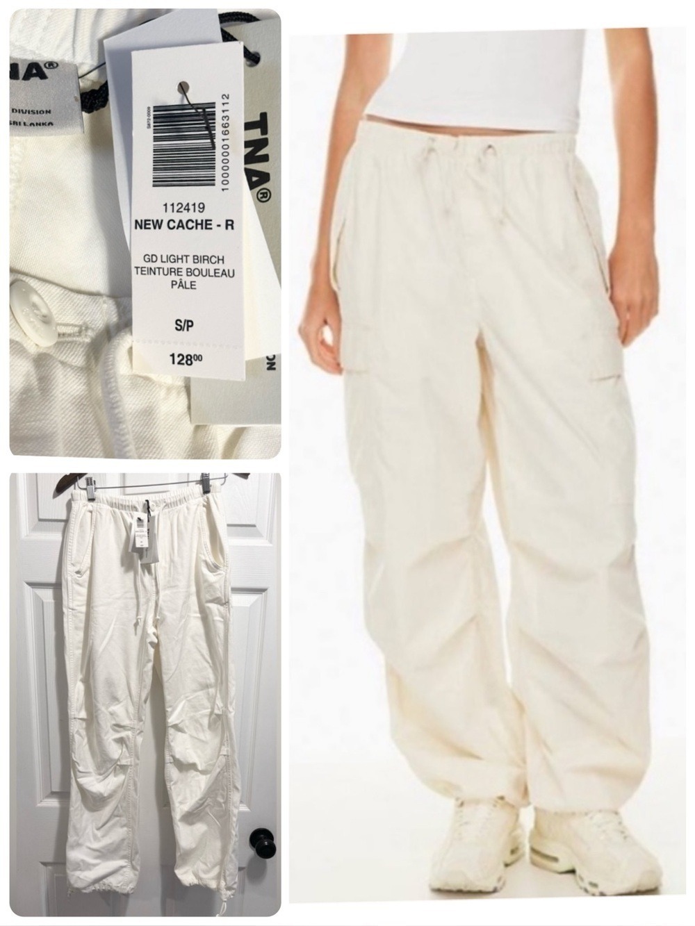 NWT Aritzia TNA New Cache Cargo Pants Gd Birch Utility Parachute Small Brand New